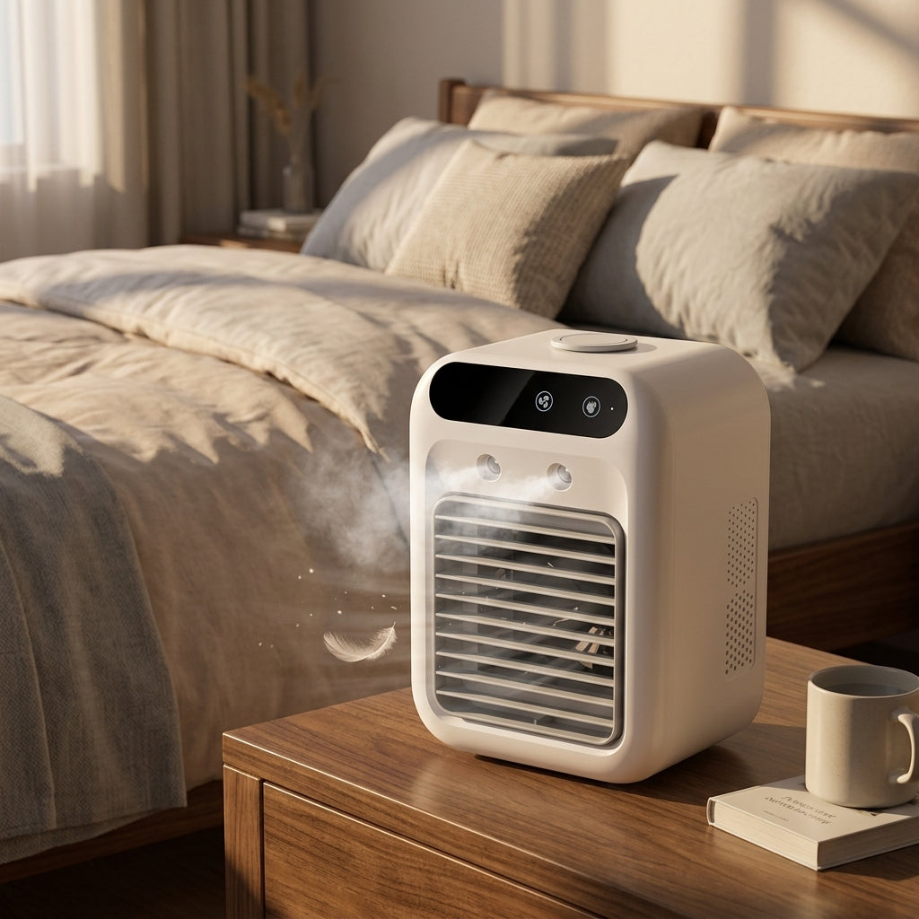 Portable Desktop Air Cooler & Humidifying Spray Fan – Compact Personal Air Comfort | GadgetsForAll