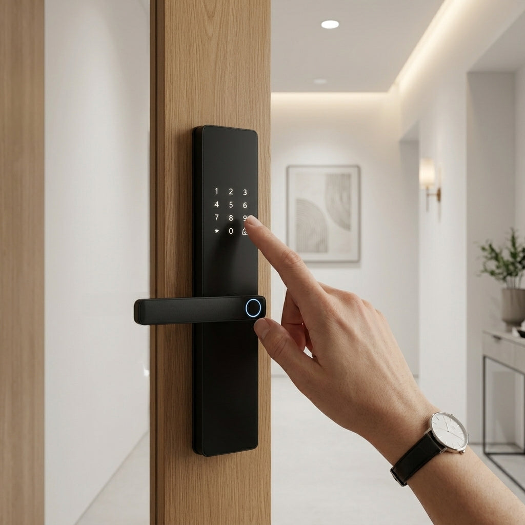 Smart Door Handle Lock – Fingerprint, Keypad & App Control | GadgetsForAll