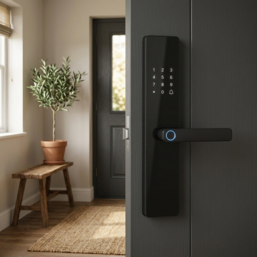 Smart Door Handle Lock – Fingerprint, Keypad & App Control | GadgetsForAll